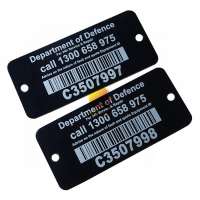 Laser engraving serial number plates Anodized aluminium asset tracking tags Custom printing metal QR code barcode labels