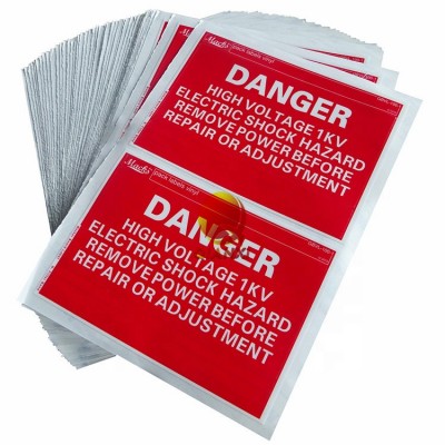 Custom lexan printing velvet waterproof outdoor use security warning sticker label